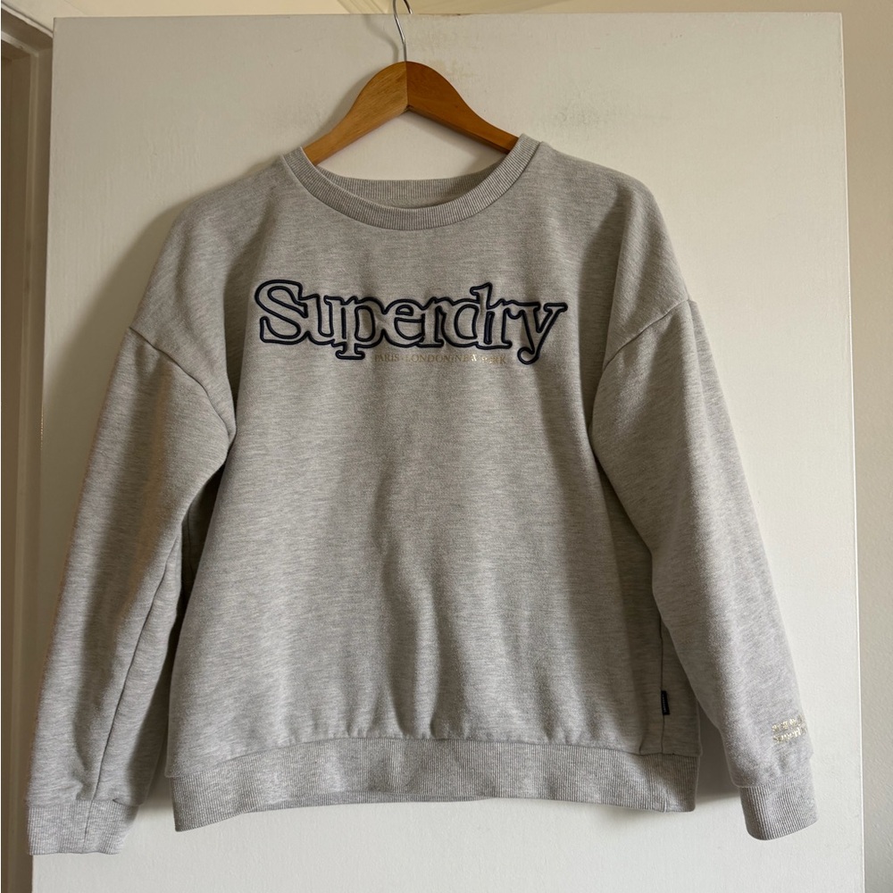 Superdry Appliqué Serif Loopback Crew Sweatshirt size 8 EUC - Picture 7 of 12